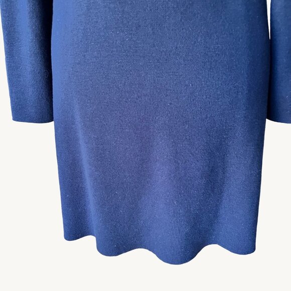 MAXSPORT Size L Navy Blue & Rust Open Heavyweight Cardigan Wool Blend Sweater - Picture 14 of 15